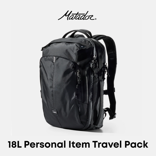A black Matador backpack shown on a light gray background with the brand name &
