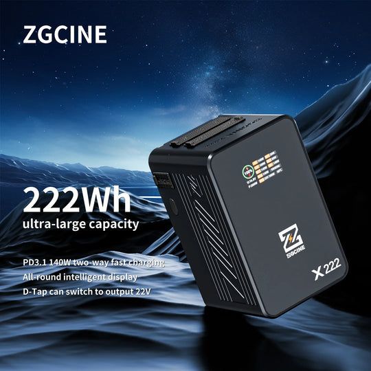 ZGcine X22 Battery Poster with the text '222Wh'