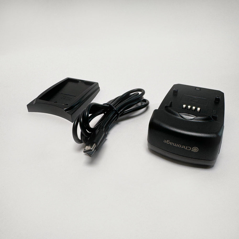 Chromage 单相机电池充电器适用于佳能、尼康、奥林巴斯、富士、索尼（附加 USB 输出）