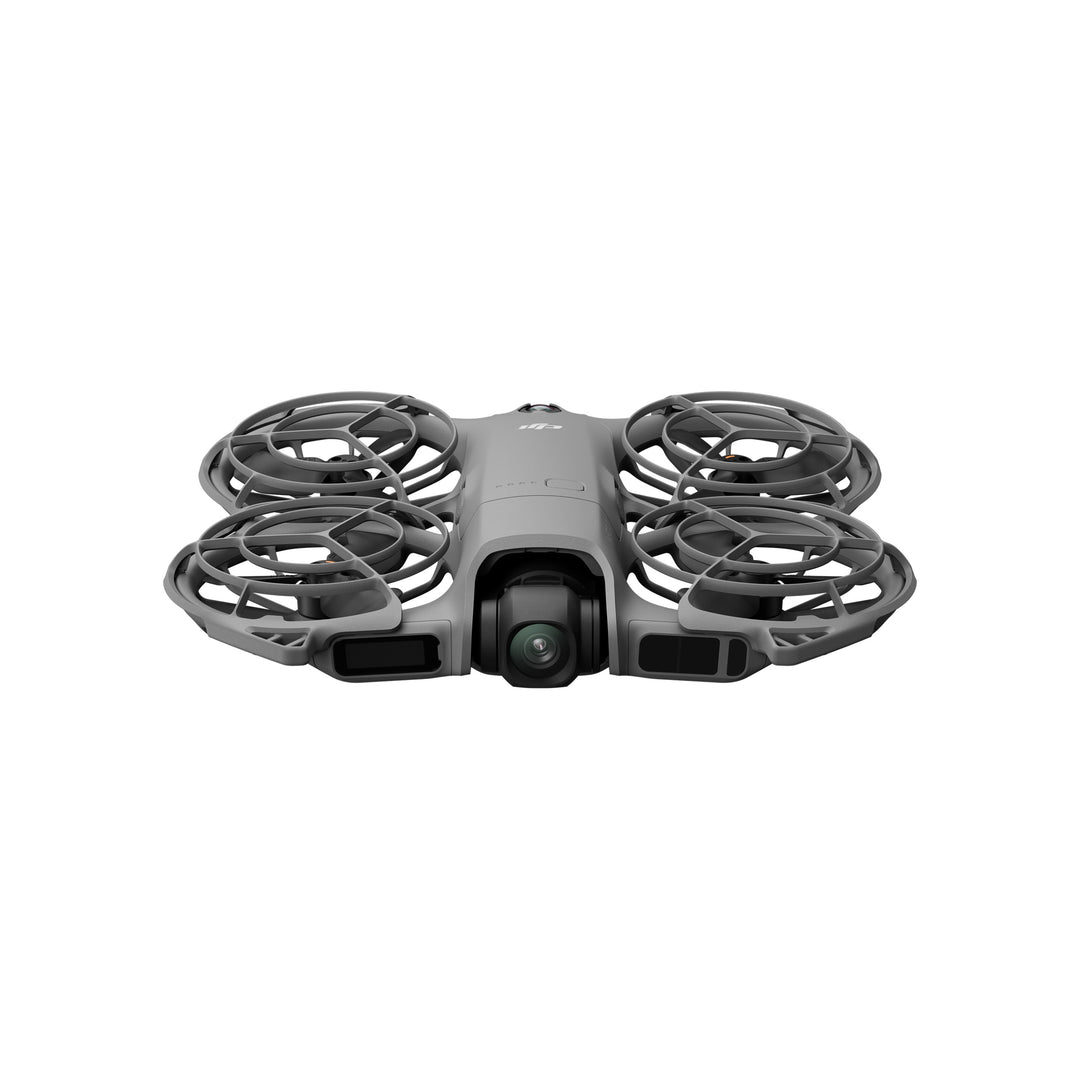 Gray DJI Neo 2 drone with camera on a white background