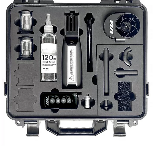Black Smoke Genie tool kit with various components on a white background