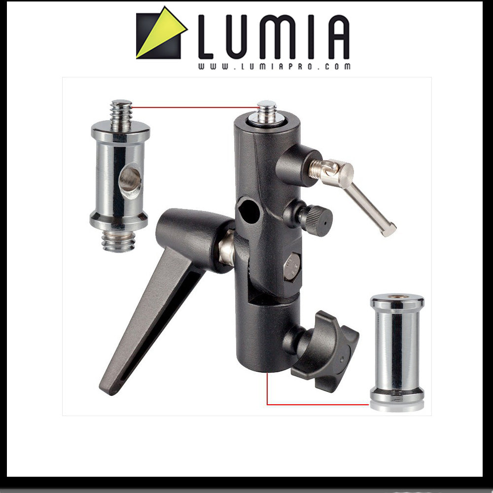 Lumia Flash Holder Swivel Umbrella Holder Adapter 180° Adjustable 1/4" 3/8" for Flash Light Stand Mount Photography