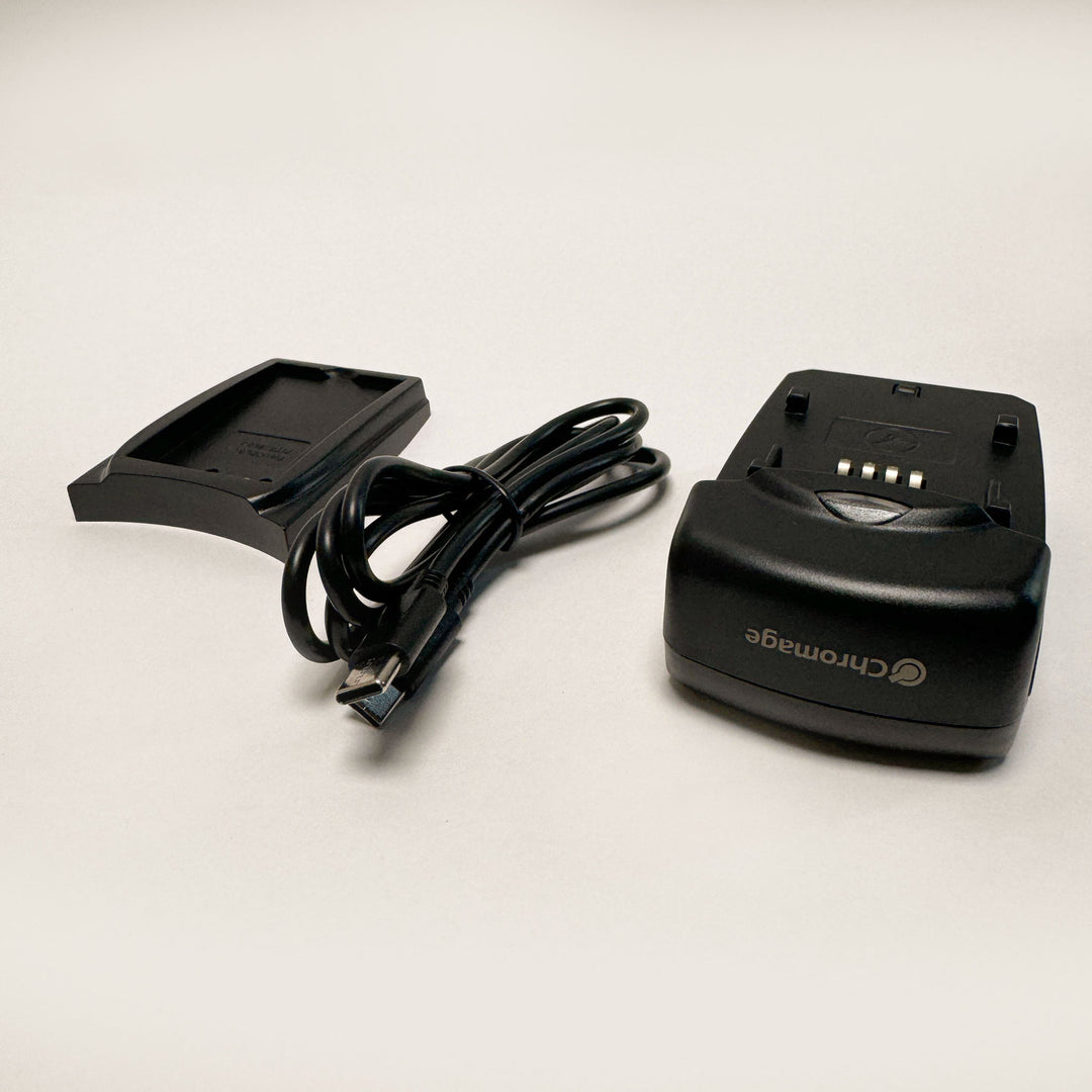 Chromage Single Camera Battery Charger For Canon, Nikon, Olympus, Fujifilm, Sony (Additional USB Output)