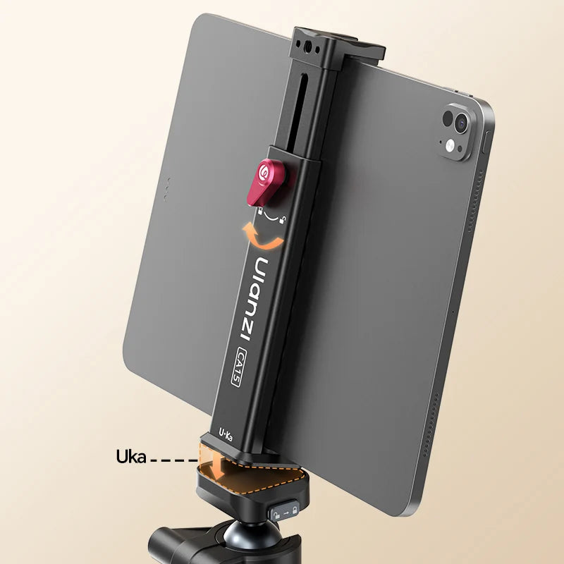 Phone holder with Ulanzi branding on a beige background