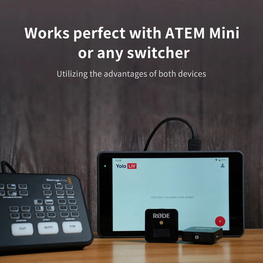 works perfect with ATEM mini or any switcher