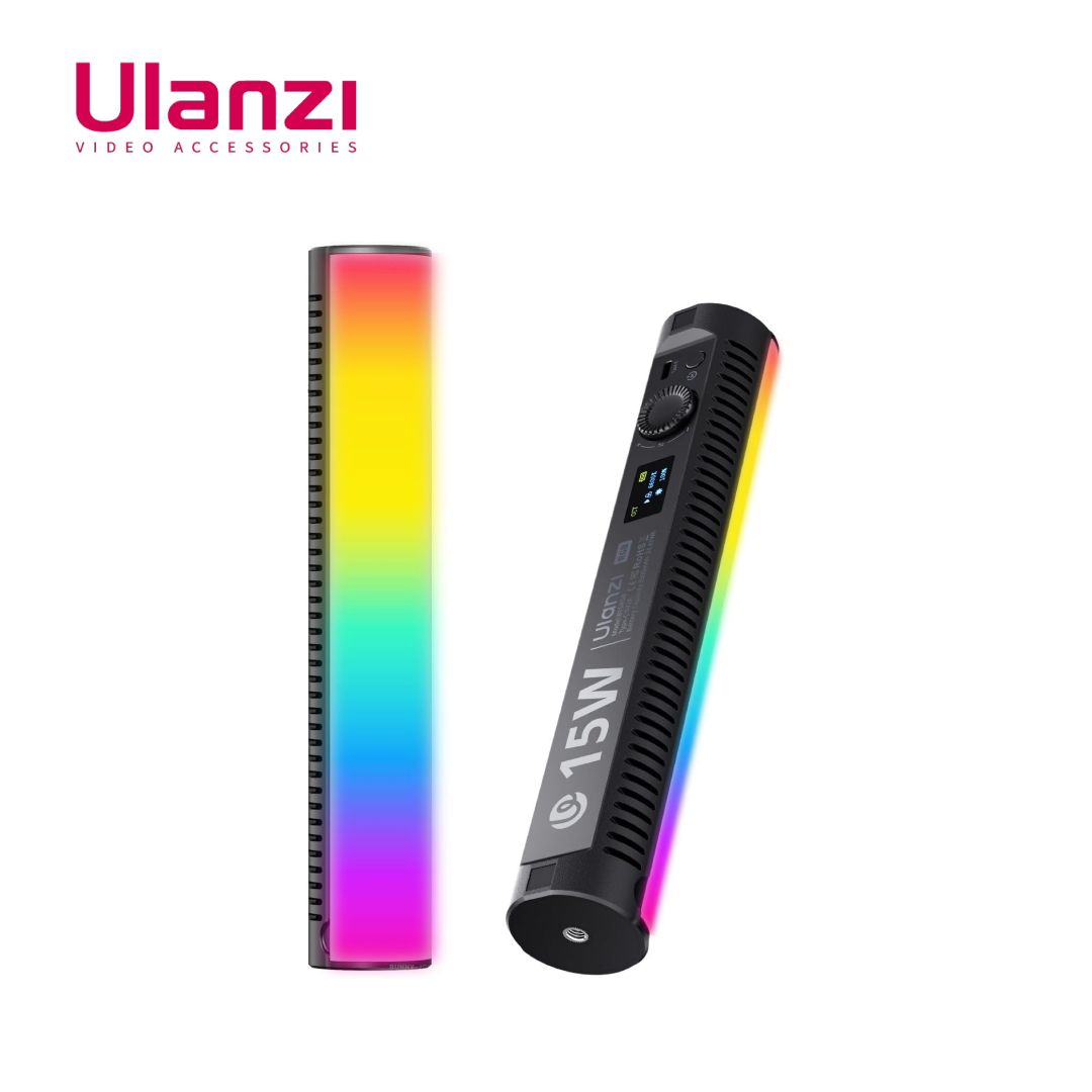 Ulanzi B15RGB 15W RGB LED Tube Light with rainbow gradient on a white background