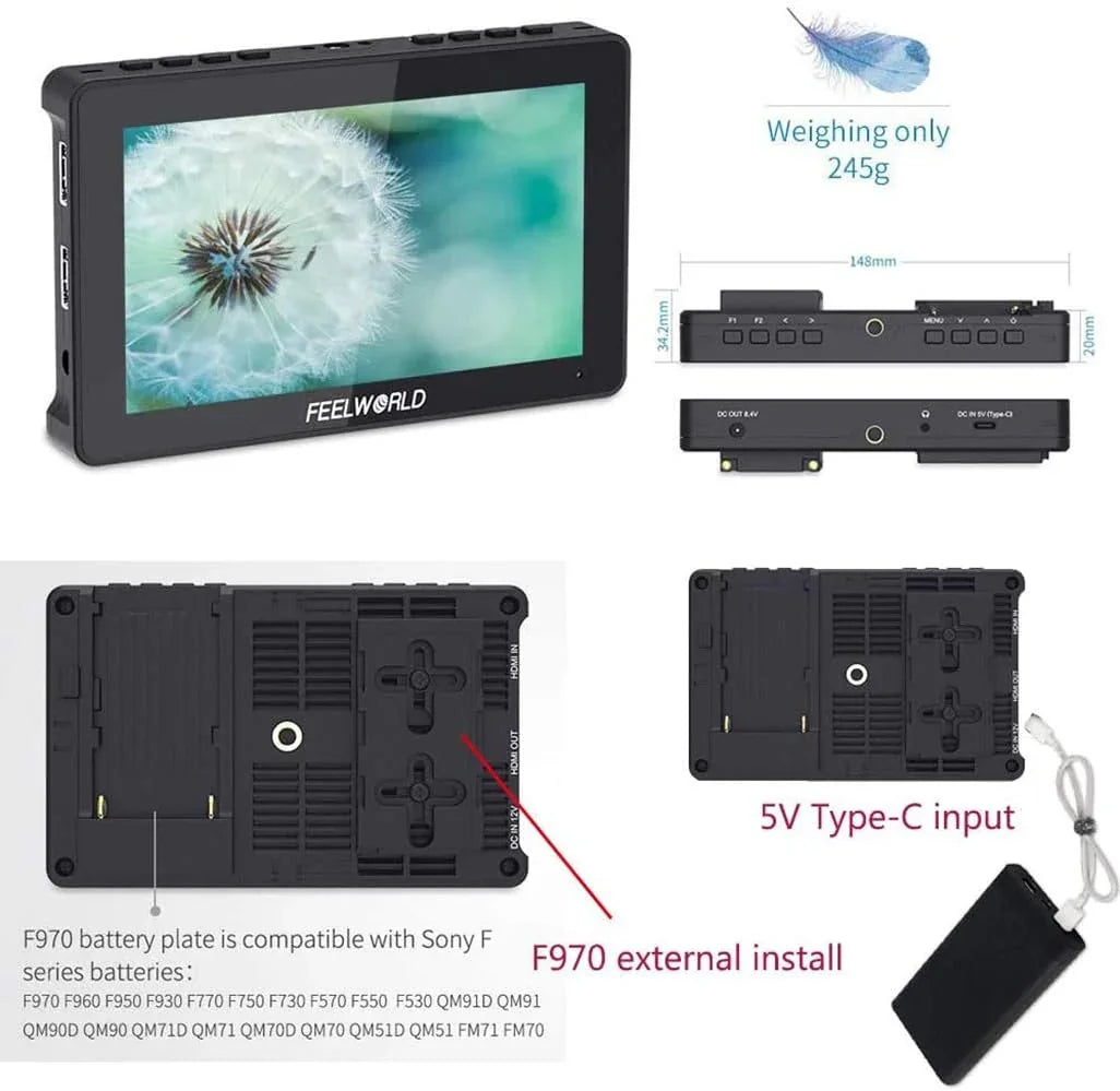 FeelWorld F5 PRO V2 5.5 Inch Touch Screen 3D LUT 4K HDMI Input