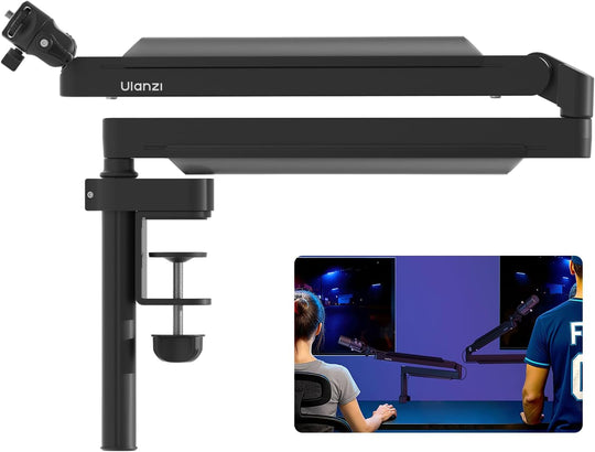 Ulanzi ZJ05 Microphone Boom Arm Table Clamp showing a person using a computer setup.
