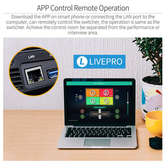FeelWorld LIVEPRO L1 多机位视频切换器，带 4 个 HDMI 输入和 USB 流媒体