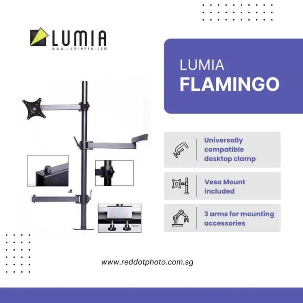 Lumia Black Flamingo 铝制通用桌面安装系统，带 Vesa 显示器安装支架