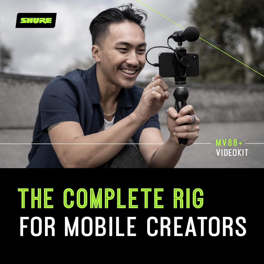 Shure MOTIV MV88+ Video Kit - Digital Stereo Condenser Microphone and tripod for Smartphones