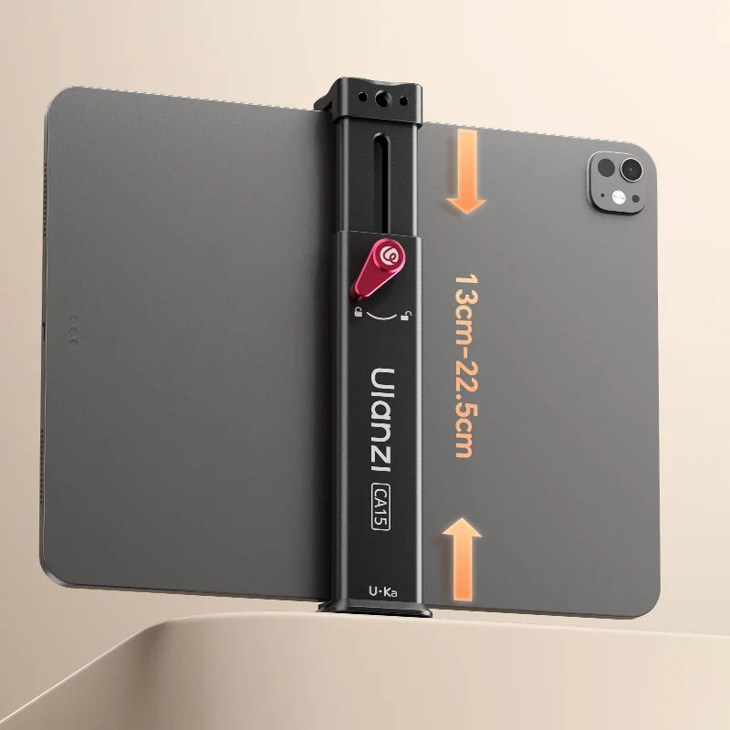 Phone case with Ulanzi camera adapter on a beige background
