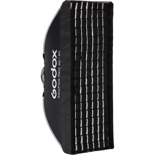 A Godox softbox light modifier with a black fabric body, featuring a grid of 40 white diffuser panels on the front and the white Godox logo printed on the side.