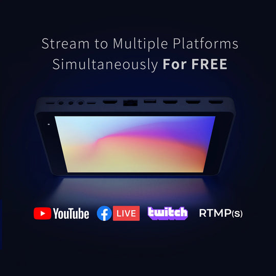 A promotional graphic for a streaming device or software service showing a black rectangular screen device with the text &