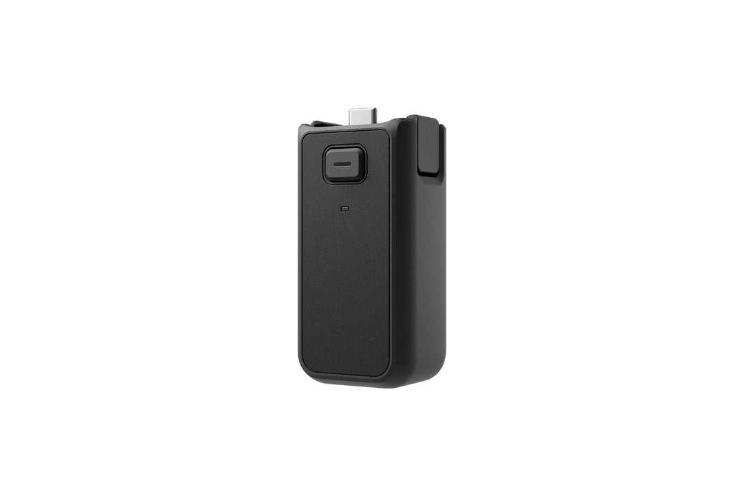 3/4 view of Black Osmo Pocket 4 Battery Handle on a white background