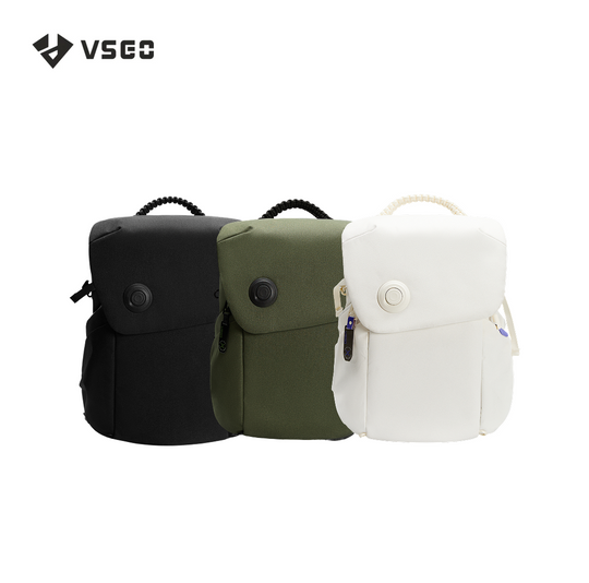 Three bags in black, green, and white with VSGO logo on a white background