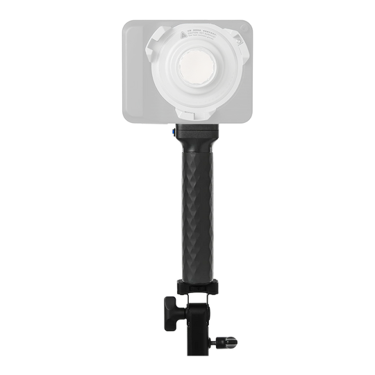 Black amaran peak 75 battery grip with a stand on a white background