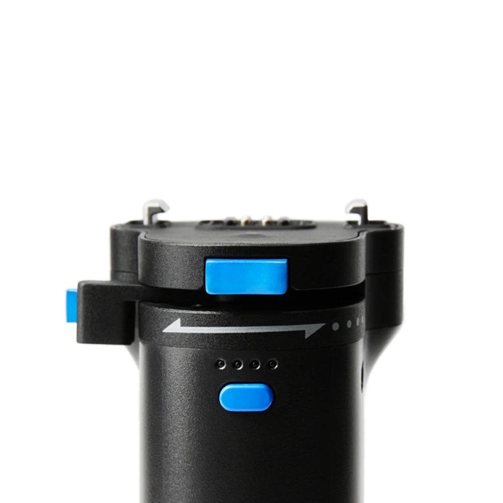 Black and blue amaran peak 75 battery grip on a white background
