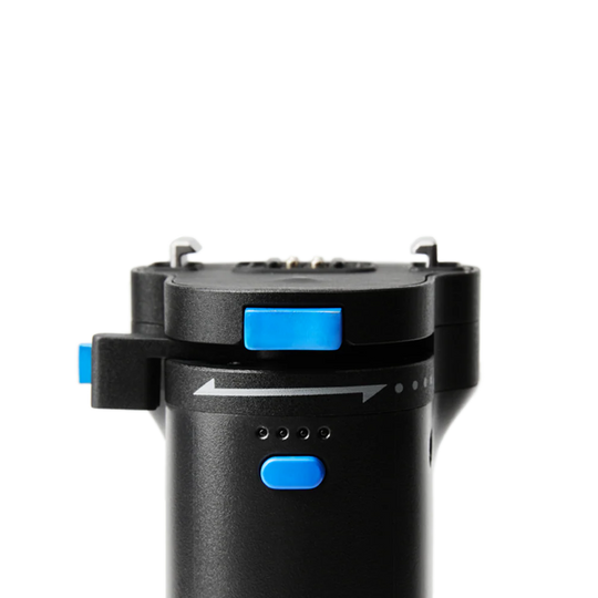 Black and blue amaran peak 75 battery grip on a white background