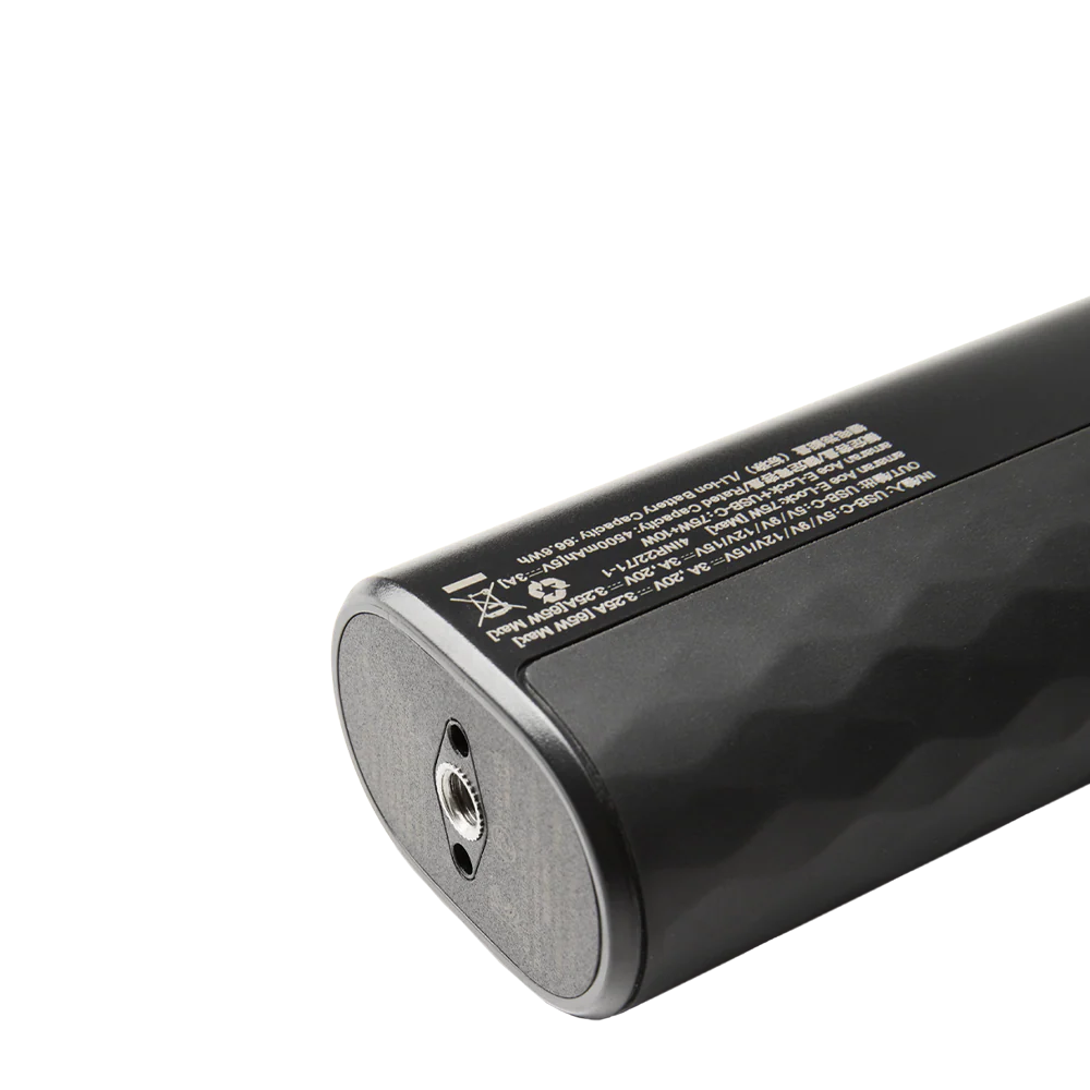 Black amaran peak 75 battery grip with text and symbols on a white background