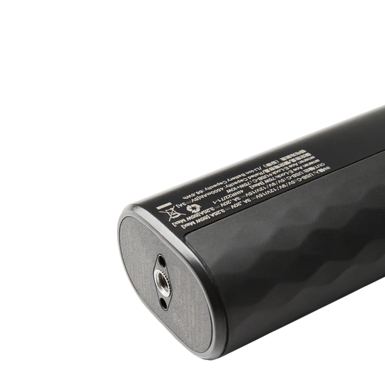 Black amaran peak 75 battery grip with text and symbols on a white background