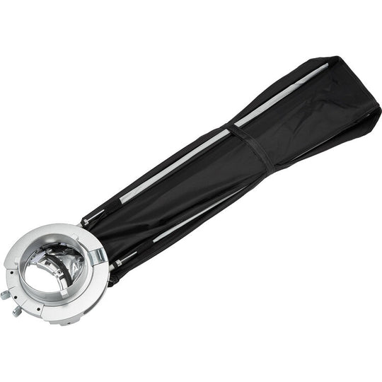 Black and silver godox light modifier on a white background