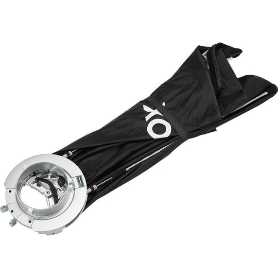 Black and silver metal component with a brand logo on a white background