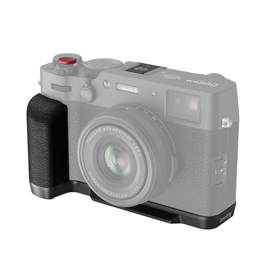 Black color L-Shape Grip for FUJIFILM X100VI/X100V on a white background