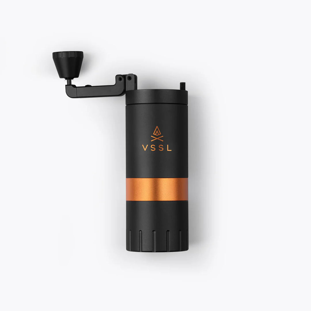 Black and orange coffee grinder with &