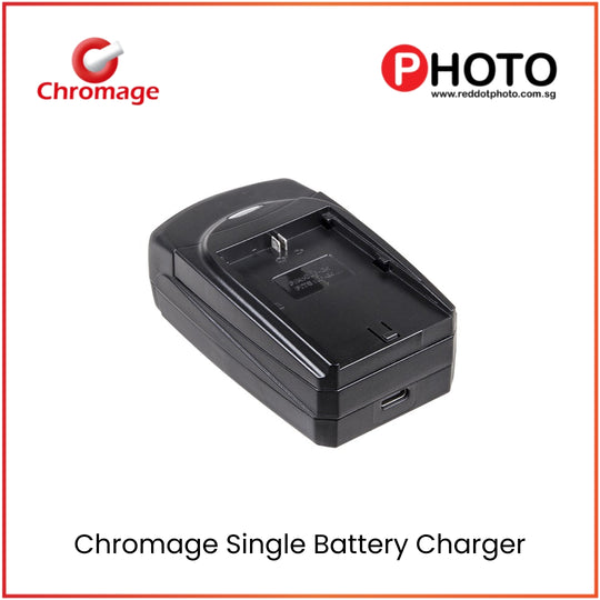 Chromage Single Camera Battery Charger For Canon, Nikon, Olympus, Fujifilm, Sony (Additional USB Output)