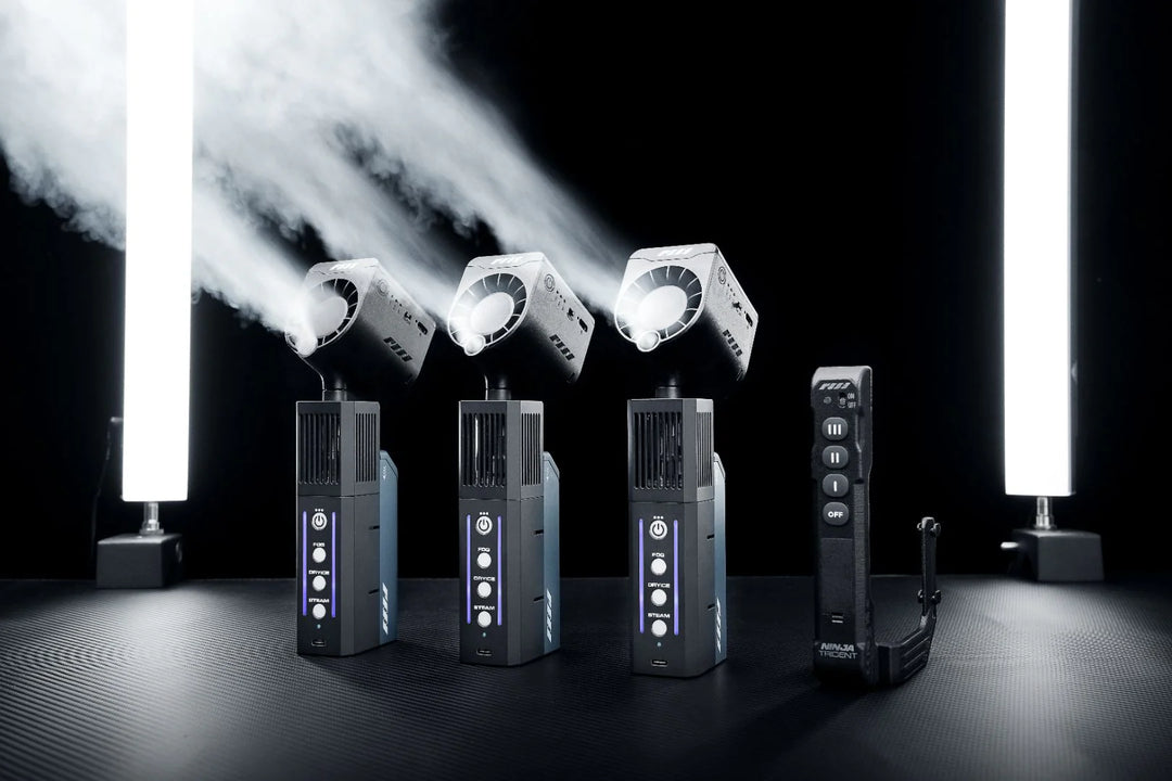 three pieces of PMI SmokeNINJA PRO - Handheld Fog Machine