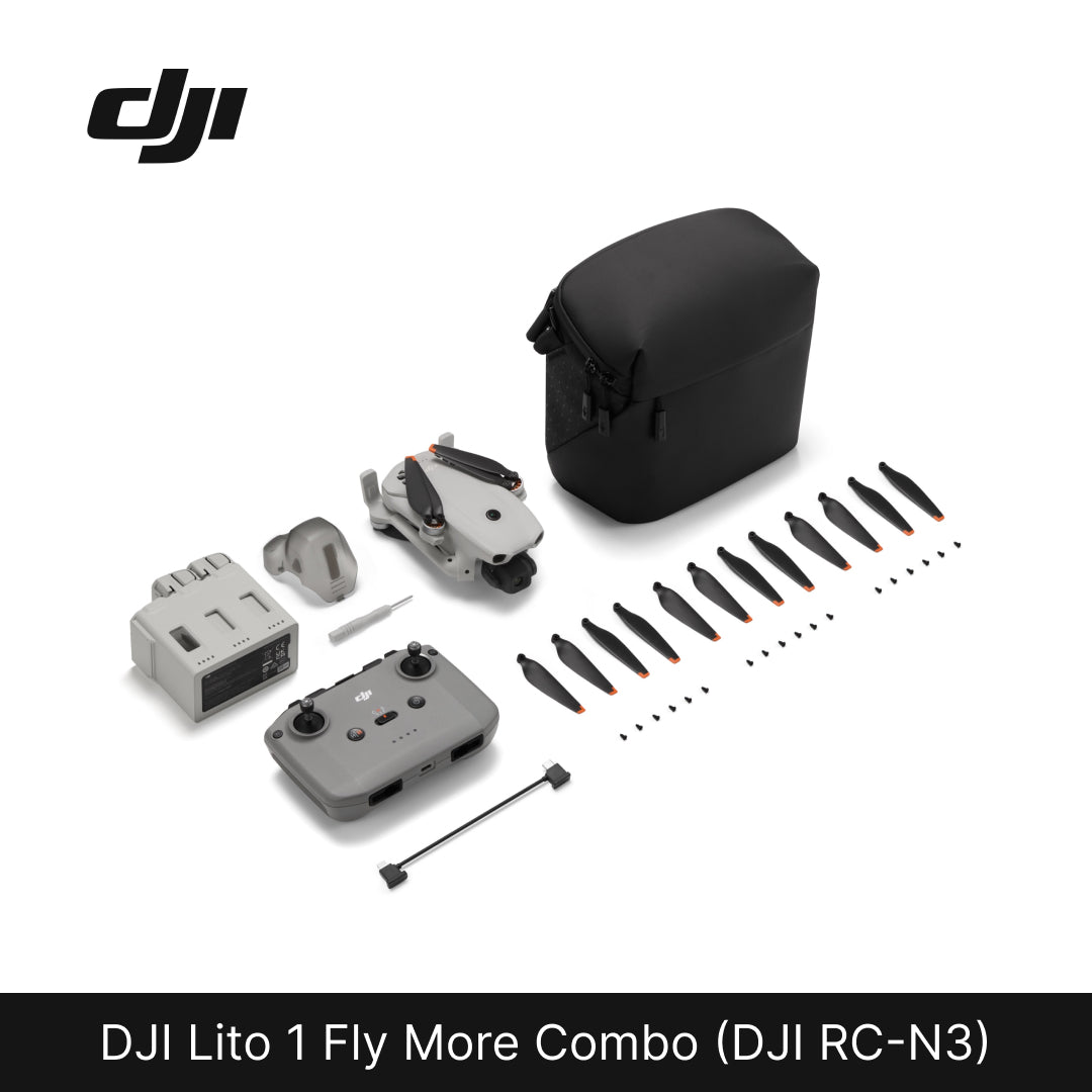 DJI Lito 1 Fly More Combo with drone parts and carrying case on a white background