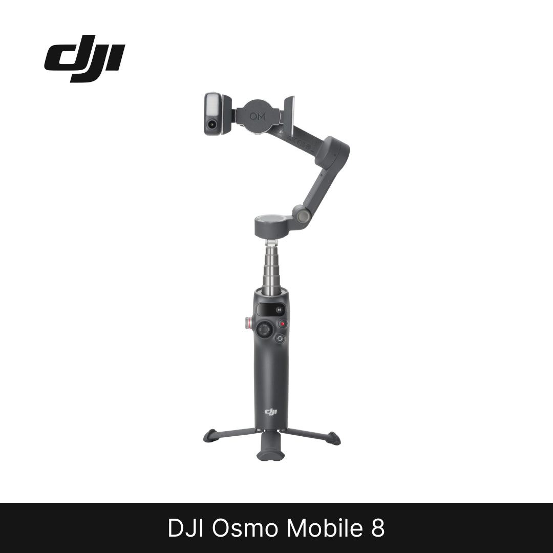 DJI Osmo Mobile 8 gimbal on a white background with DJI logo.
