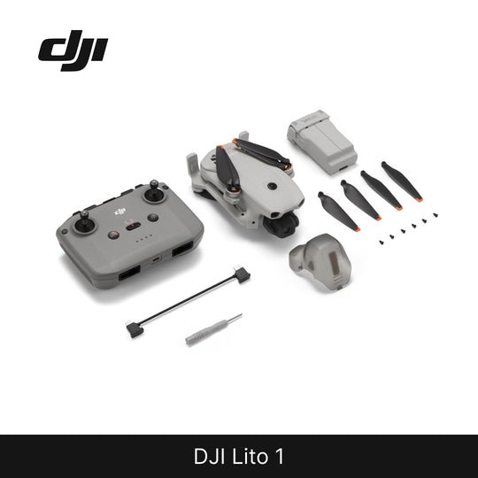 DJI Lito 1 drone and accessories on a white background with DJI logo.