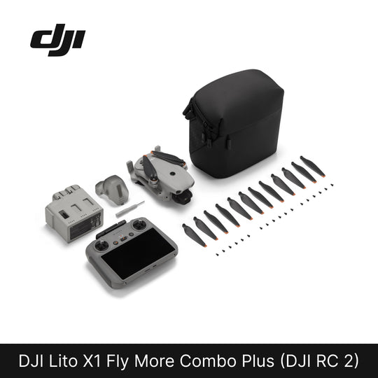 DJI Lito X1 Fly More Combo Plus components with black carrying case on white background