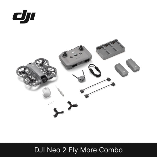 DJI Neo 2 Fly More Combo with various components on a white background