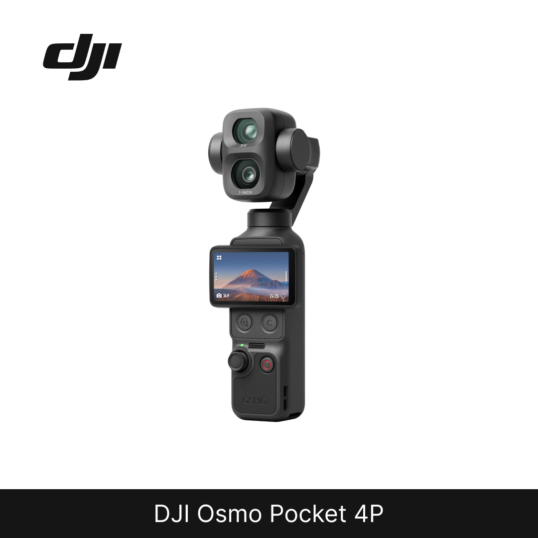 DJI Osmo Pocket 4P camera on a white background with DJI logo.