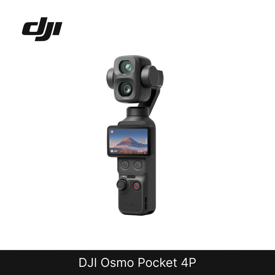 DJI Osmo Pocket 4P camera on a white background with DJI logo.