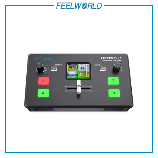 FeelWorld LIVEPRO L1 多机位视频切换器，带 4 个 HDMI 输入和 USB 流媒体