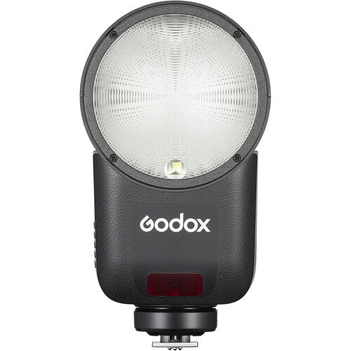Front view of Godox V1 mid camera flash  on a white background