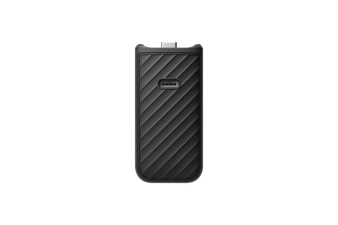 Front view of black Osmo Pocket 4 Battery Handle 