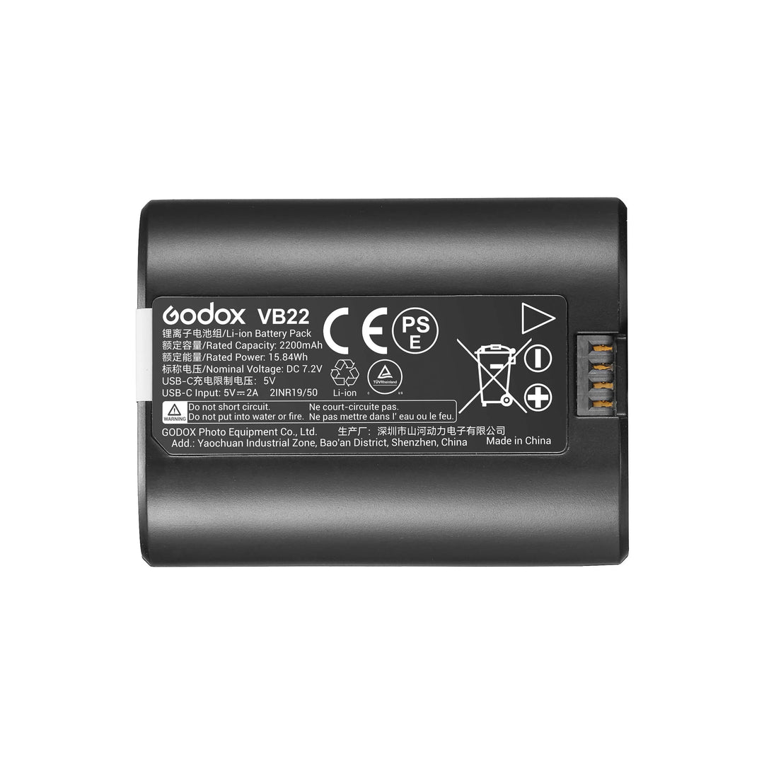 Godox VB22 battery pack on a white background