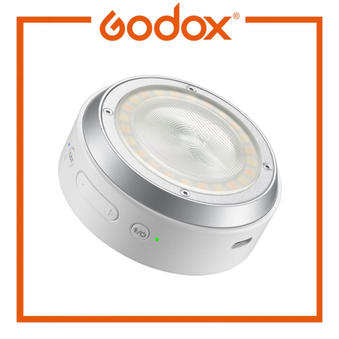 Godox A2 smartphone xenon flash and LED fill light in white.