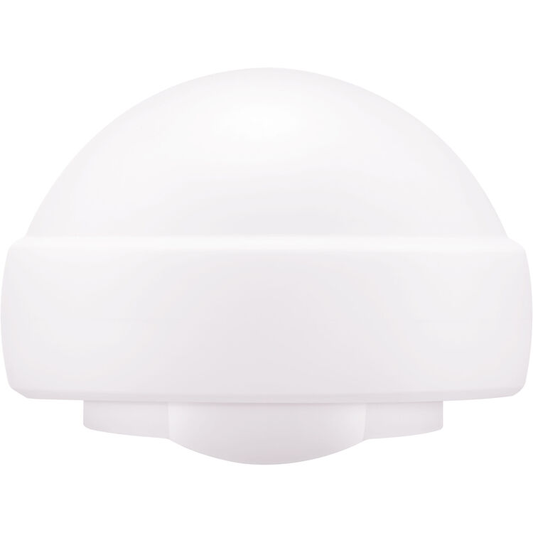 A white dome-shaped light fixture or lamp cover with a wide horizontal band around the middle and a flared base, shown on a plain white background.