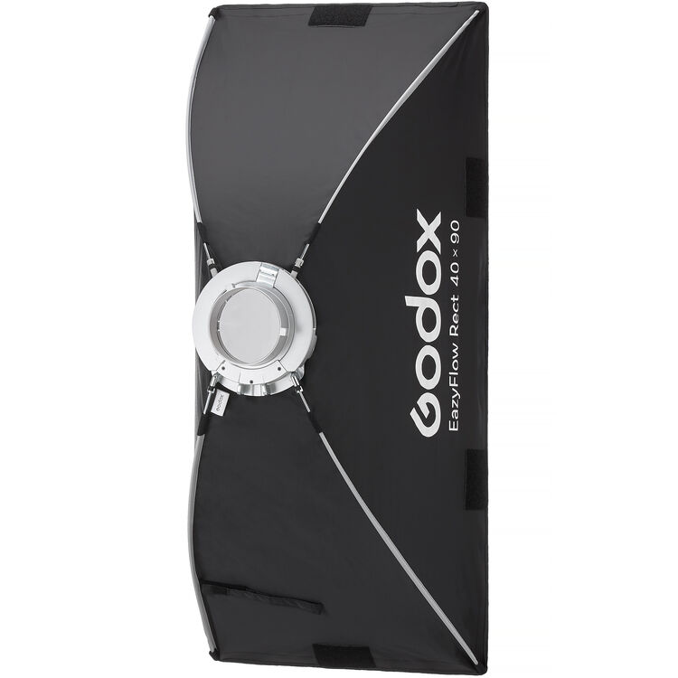 Godox EasyFlow Rect 40x90 softbox light modifier in black with white branding, shown on a white background with an orange Godox logo and border.