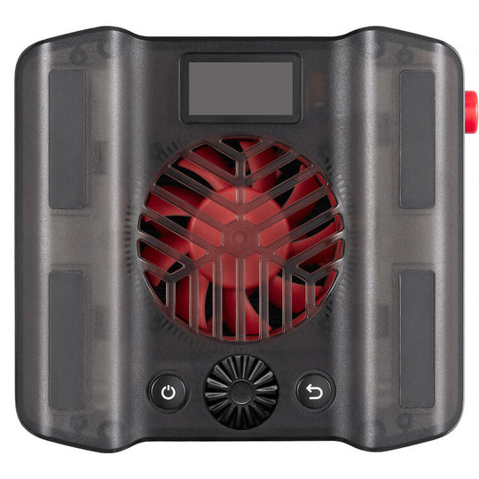 Godox camera flash unit with red central component on a white background