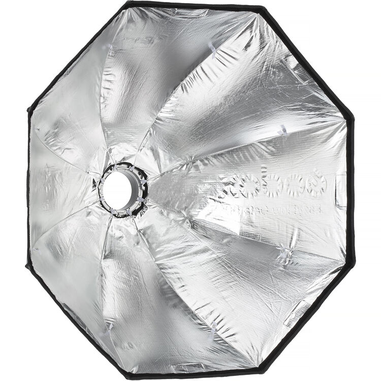 Octagonal softbox with reflective interior on a white background