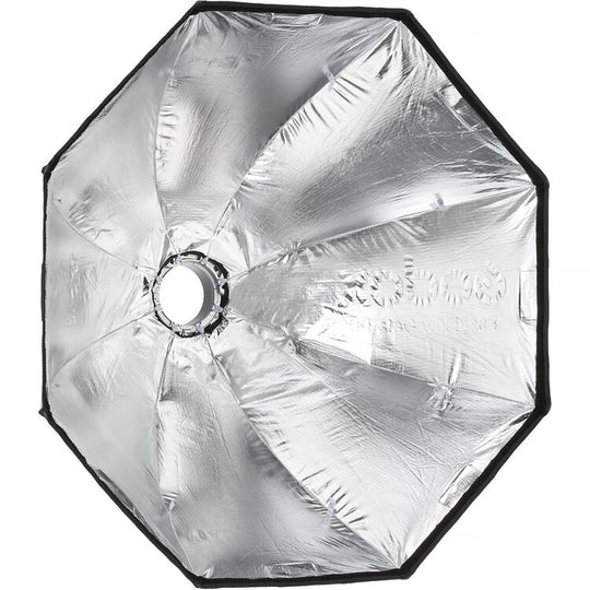 Octagonal softbox with reflective interior on a white background