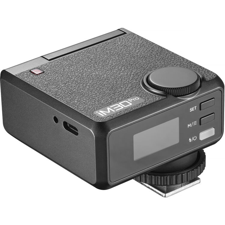 Godox iM30 Pro camera flash with digital display on a white background