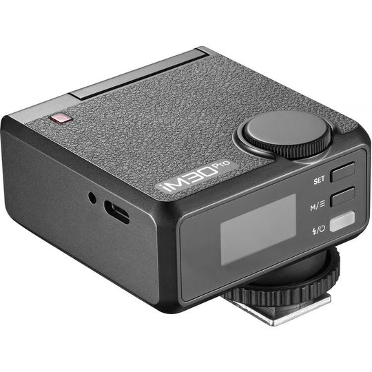 Godox iM30 Pro camera flash with digital display on a white background